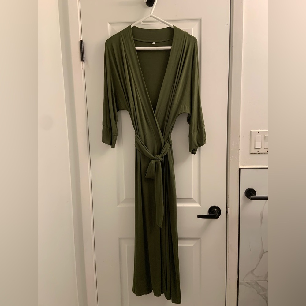 Amazon Olive Long Sleeve Wrap Dress